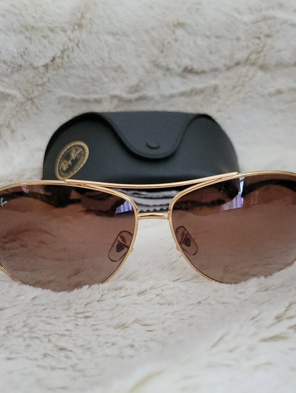 Ray-Ban Gold Frame Brown Lens Aviator Sunglasses